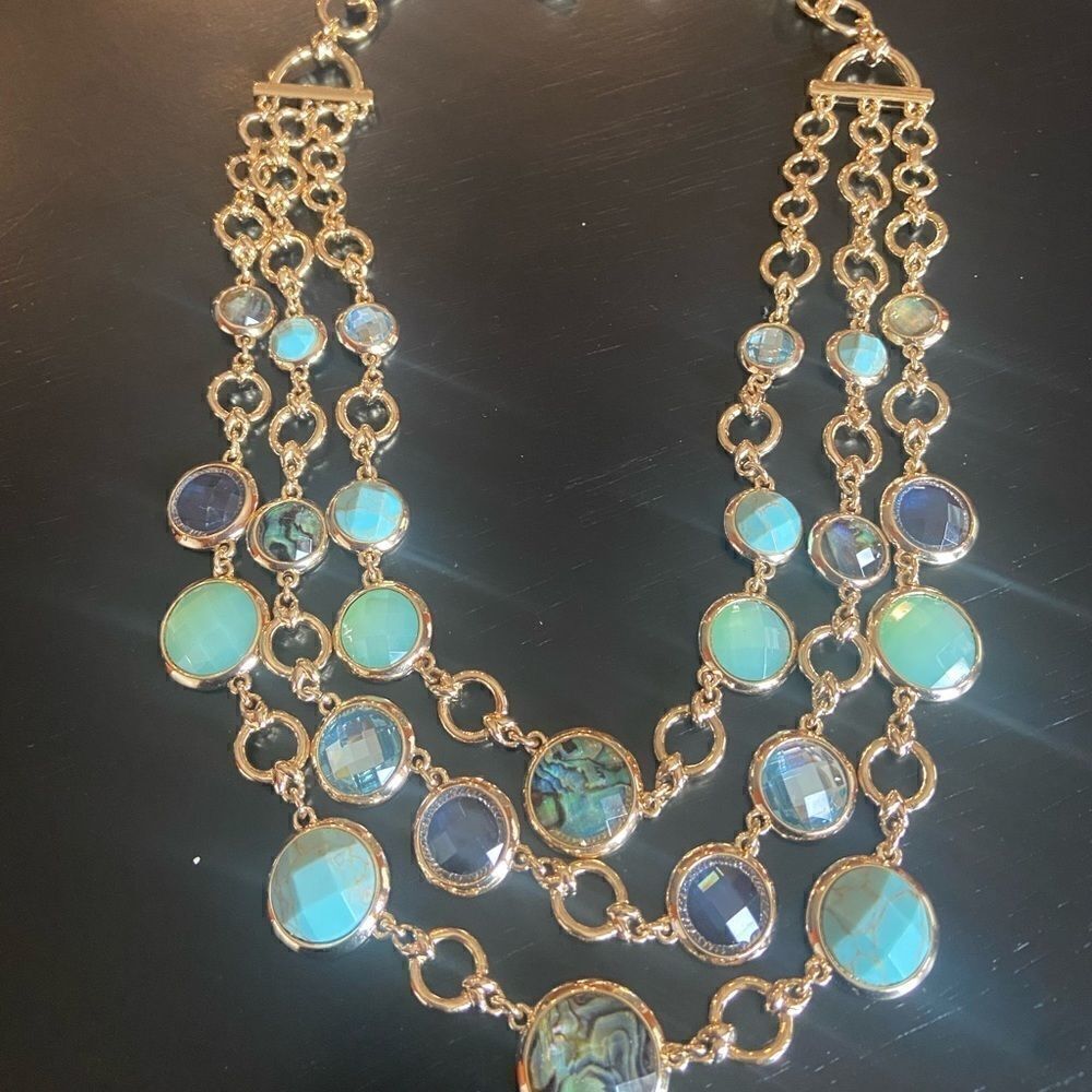 ANNE Klein turquoise & gold necklace statement necklace NEW WITH TAGS